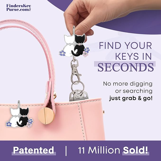 Women’s Bag Charm Key Finder, Car Keychain Hook, Cute Purse Organizer & Tote Bag Accessories, Gifts for Mom - Original