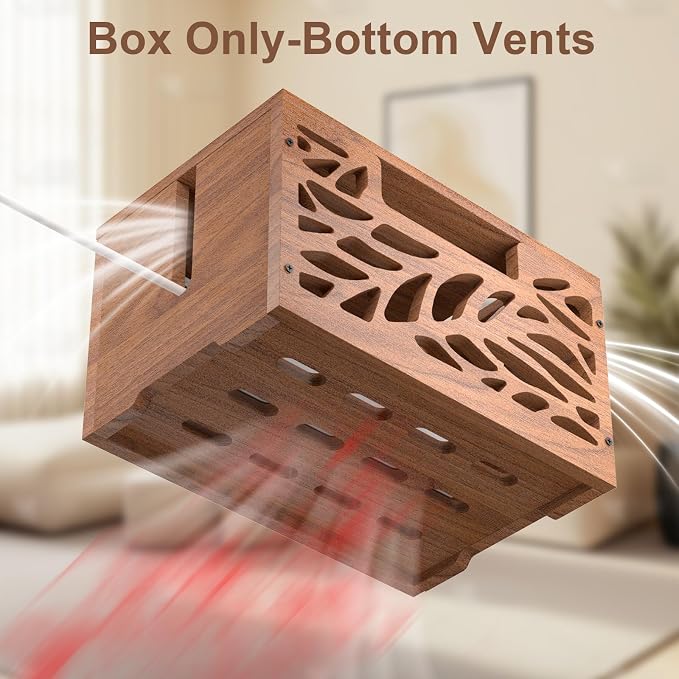 Wooden Cable Management Box, Large Cord Hider Box & Cable Organizer Box for Power Strips, Electrical Cords, Desk & Floor Cables Suitable for Home & Office
