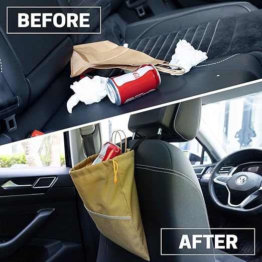GNEGNI 2PCS Car Garbage Can, Hanging Car Trash Bag with Waterproof Leakproof Lining