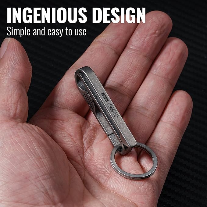 KeyUnity KM03 Titanium Keychain Clip Belt Loop Key Holder with Removable Key Ring for Duty Belt