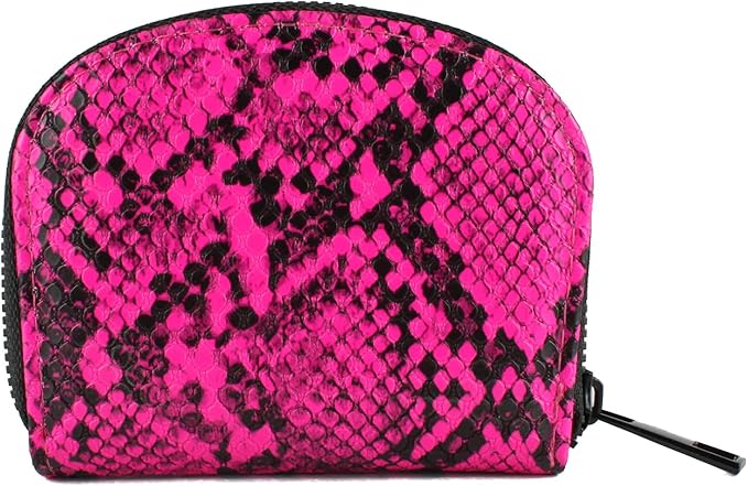Small Zip Wallet Credit Card Wallet Coin change case Holder for women PU Leather(Rose Snake)