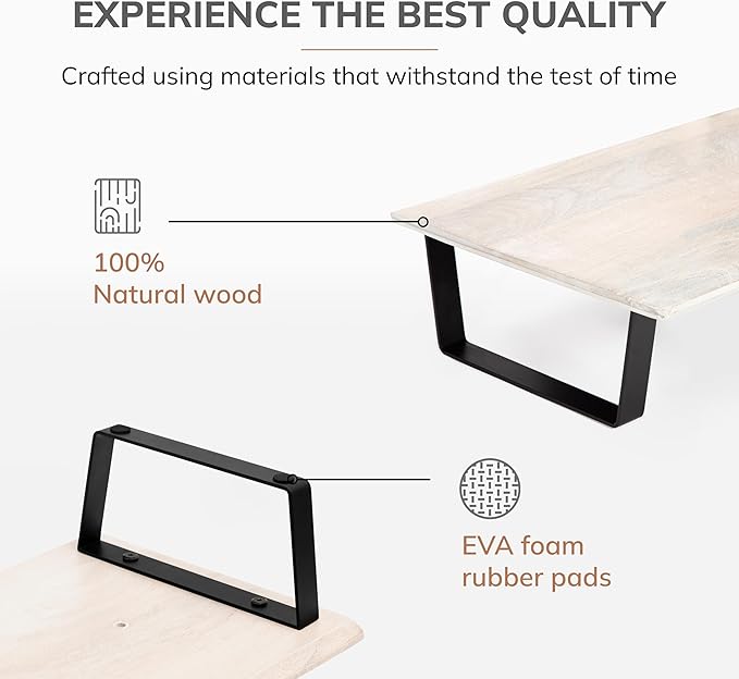 Anji Mountain Monitor Stand - Desktop Organizer & Laptop Riser, Ergonomic Monitor Riser, Space-Saving Monitor Stand for Desk, Durable Construction, Easy Assembly, Ideal for Home & Office,White Wash