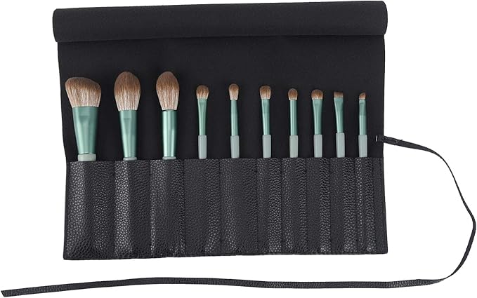 Bird&Fish Makeup Brush Case Travel, makeup brush case roll up,brush holder makeup,Holder Organizer Brushes Pouch Cosmetic Bag for Travel，Rolling Bag Storage Case PU Leather