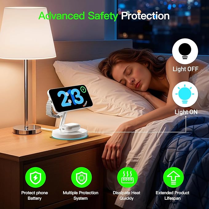 New 3 in 1 Charging Station for Apple Compatible with Magsafe Charger Stand for iPhone 17 16 15 14 13 12 Wireless Charging Station for AirPods Wireless Charger for iWatch Series