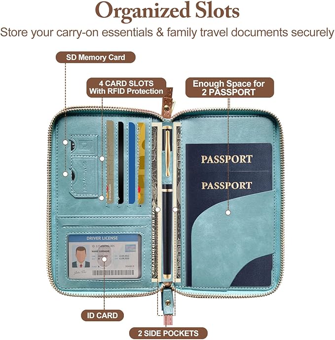 Family Passport Holder for Travel Women and Men RFID Passport Holder with Card Slots Holder Passport Case Passport cover Passport Wallet Travel Essentials and Accessories