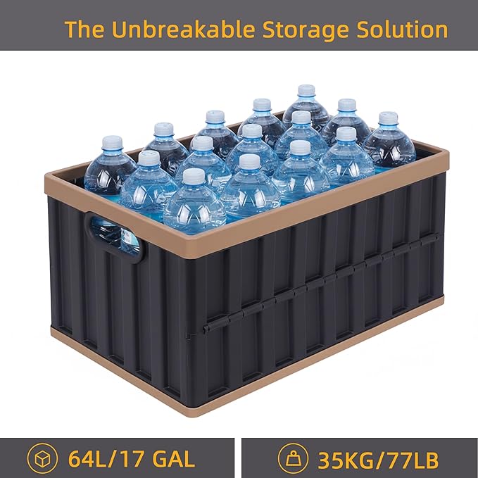 Citylife 64L Collapsible Storage Bins with Lids Plastic Storage Containers for Organizing Stackable Storage Box Large Heavy Duty Utility Crates, 4 Packs