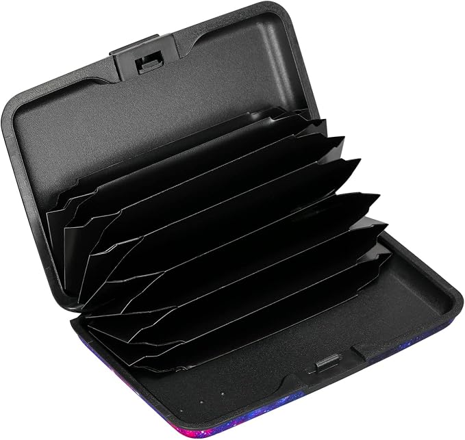 ELFISH RFID Blocking Credit Card Protector Aluminum ID Case Hard Shell Business Card Holders Metal Wallet for Men or Women (Starry Sky)