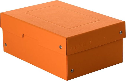 FALKEN Original PureBox Pastel Made in Germany 100 mm High DIN A5 Orange Storage Box with Lid Made of Sturdy Cardboard Vegan Gift Box Transport Box All-Purpose Box