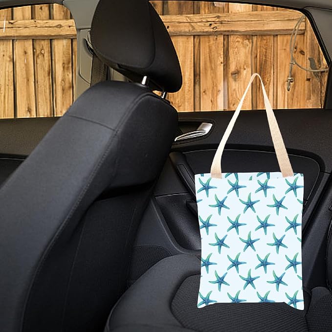 CREATCABIN Starfish Car Trash Bag Back Seat Car Garbage Bag Caning Organizer Trash Can Bin One-Handed Strap Garbage Bags for Car Accessories Vehicle Travelling Camping Outdoor Home 11.8x9.84 Inch