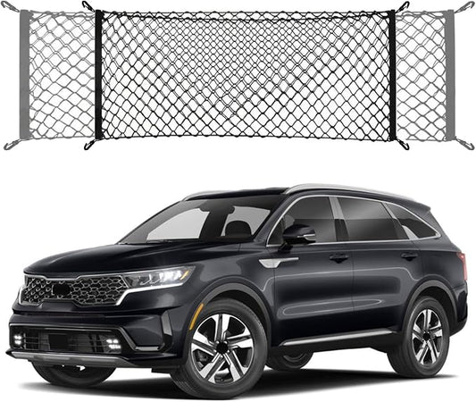 Envelope Style Trunk Cargo Net Compatible with KIA Sorento New 2026 2025 2024 2023 2022 2021 LX S EX SX PHEV Envelope Style Car Rear Nylon Mesh Tailgate Netting