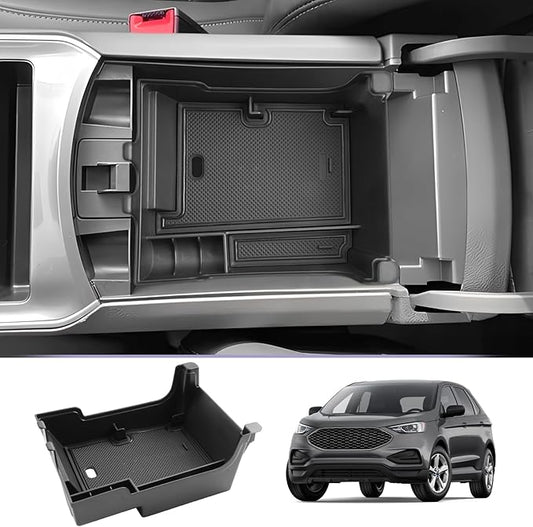 LUWU Center Console Organizer for 2021 2022 2023 2024 2025 Ford Edge Accessories Edge SE/SEL/ST-Line/Titanium/ST Armrest Storage Box Armrest Console Organizer(Black)
