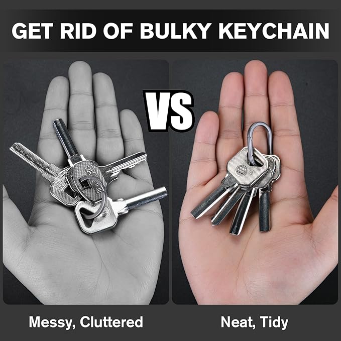 KEEPO LINK Titanium Key Ring Side Pushing, Small Key Ring Quick Release Keychain Connector for Men, 2 Pcs, OLO03
