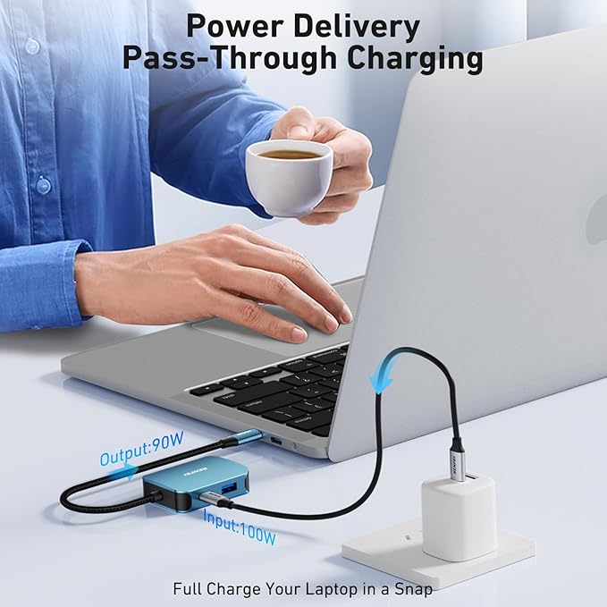BENFEI USB C HUB 4-in-1, USB Type-C to HDMI VGA Adapter, USB C to USB Adapter, USB Type-C Power Delivery, Compatible with iPhone 15 Pro/Max, MacBook Pro/Air 2023, iPad Pro, iMac, S23, XPS 17