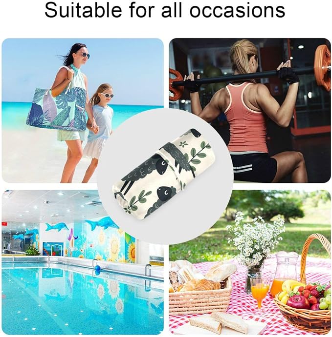 Kigai Darkgray Sheeps Wet Dry Bags, Reusable Waterproof Wet Bags, 2Pcs Travel Beach Pool Bag with Zippered Pockets for Swimsuit, Cloth Diaper, Toiletries & Makeup