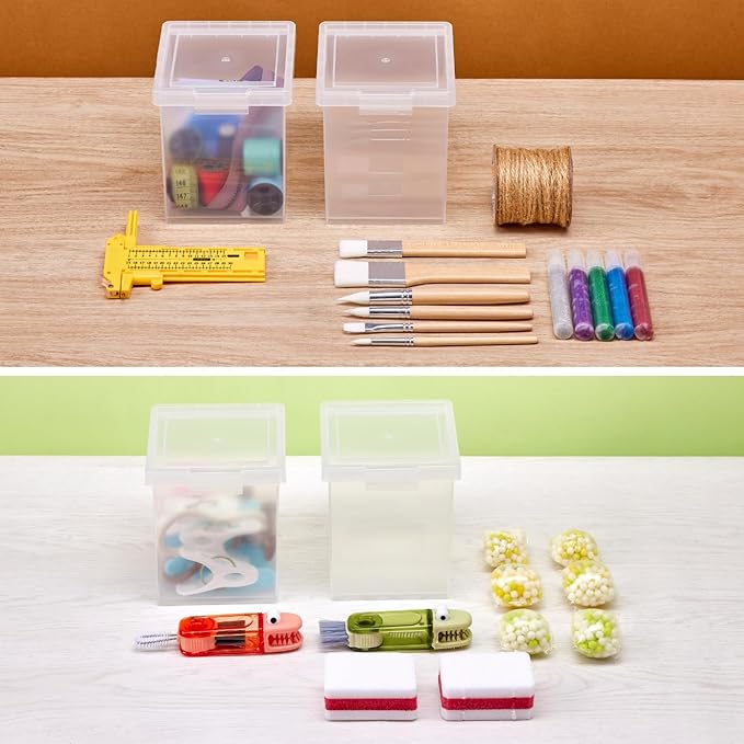 Bostitch Konnect Storage Containers with Lids, Organizer, Clear Plastic Box, Stackable Nesting Bins, Medium, 2 Pack