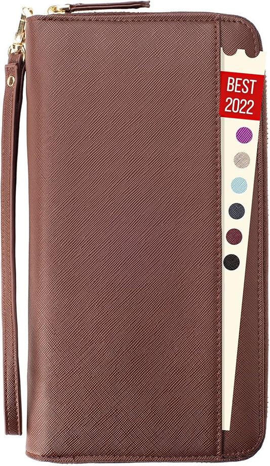 Travel Document Organizer - RFID Passport Wallet Case Family Holder Id Wristlet