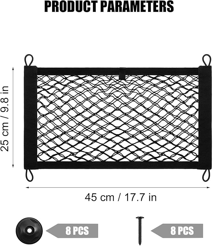 2 Pack Car Storage Net, DEDC 17.7x9.8 inch Cargo Net Pocket Universal Accessories Elastic Automotive Large Cargo Net Storage Mesh Pocket for Truck Car SUV Boats