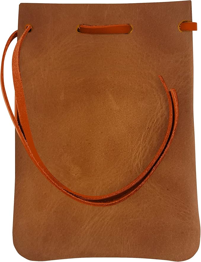Nabob Leather Leather Drawstring Pouch, Coin Bag, Medicine Tobacco Pouch Medieval Reenactment Made in U.S.A Size 8.5" x 6"
