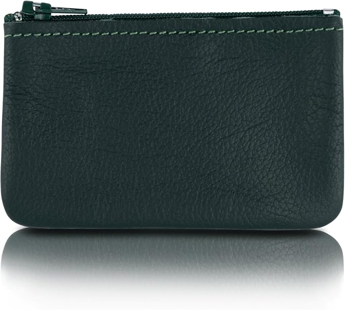Genuine Leather Small Zipper Pouch Coin Purse for Women Change Holder for Men Size 4 x2.5 Made in U.S.A