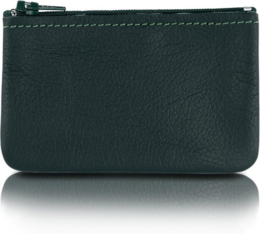 Genuine Leather Small Zipper Pouch Coin Purse for Women Change Holder for Men Size 4 x2.5 Made in U.S.A