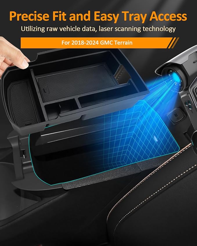 CDEFG for GMC Terrain 2018-2024 Center Console Organizer Tray for Terrain 2022 2023 2024 SLE, SLT, AT4, Denali Accessories Armrest Storage Box Insert Tray for Terrain 2024 Arm Rest Middle Organizer