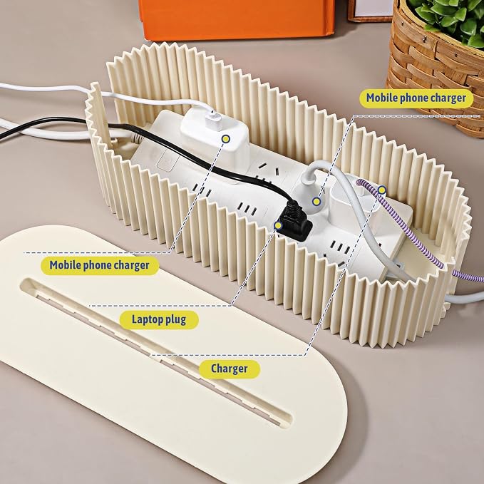 SHENLIU 2-Pack Cable Management Box, 13x5.12x4.5 inches Cable Organizer Box to Hide Power Strip & Under Desk for Power Strips Surge Protectors Chargers Adapters Office Home