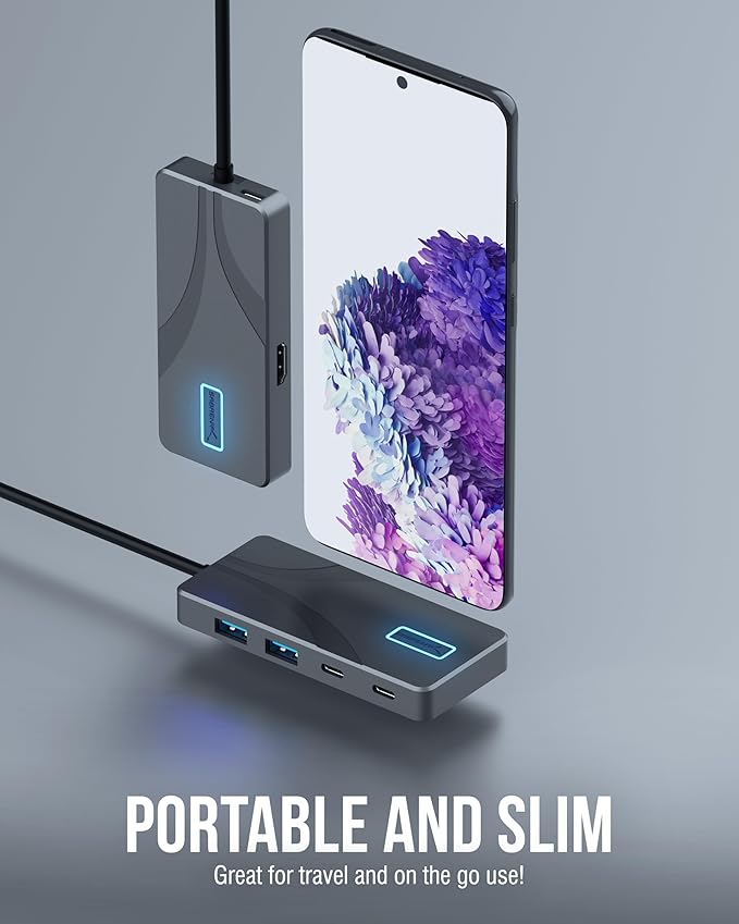 SABRENT USB C Hub 5-in-1 Docking Station, 10Gbps USB-A & USB-C Ports, 4K HDMI Output, 100W PD Input, 80W Charging, Aluminum USB Hub for Laptops/Phones/Tablets ??HDR/HDCP (HB-TG5P)