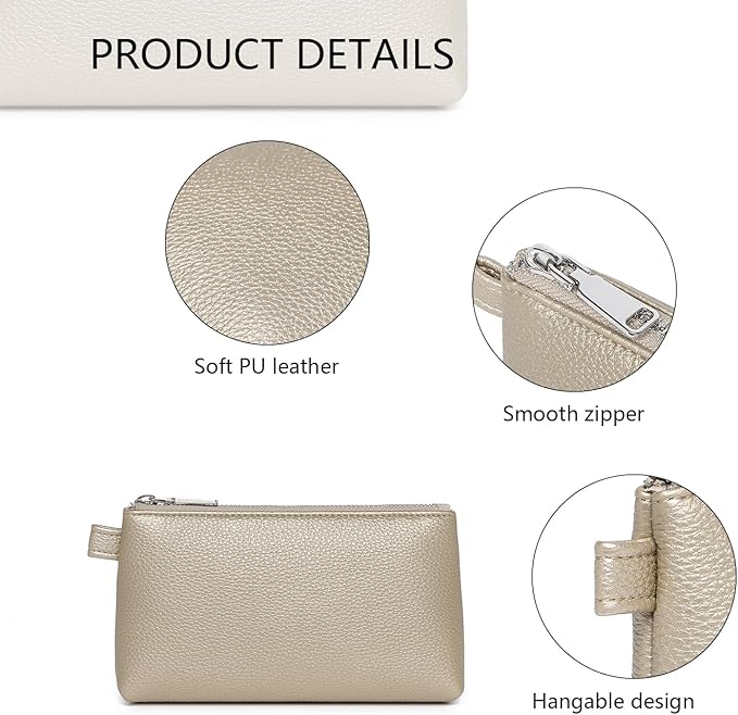PU Leather Makeup Simple and Convenient Handbag Small Exquisite Storage Bag (PU/Pearl White Tea)