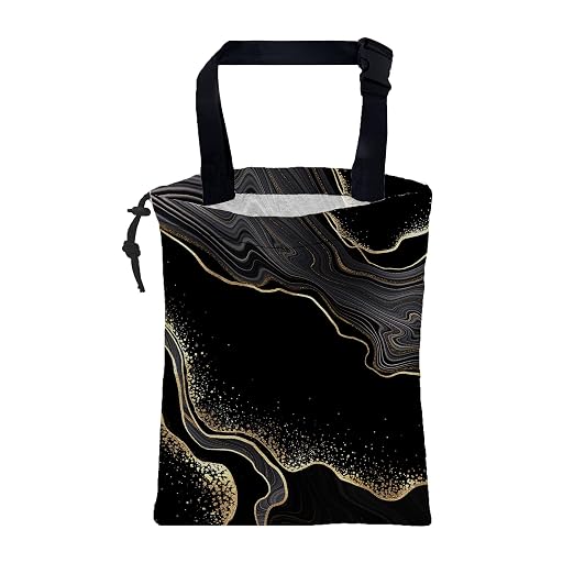 Car Garbage Bag Abstract Marble Golden Veins Drawstring Car Trash Bag Hanging for Back Seat with Adjustable Buckle Canvas Vehicle Trash Can Easy-to-Install