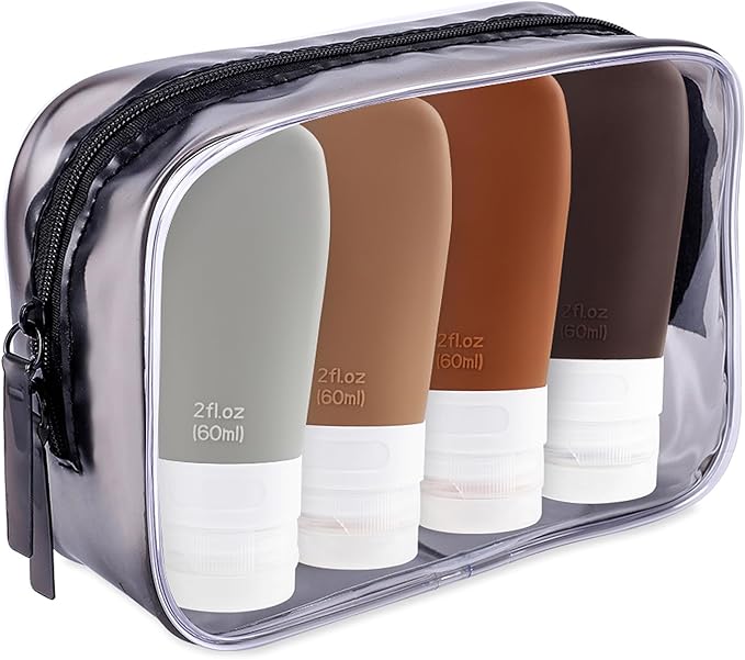 INSFIT Travel Bottles for Toiletries, TSA Approved 3oz Travel Size Containers, BPA Free Leak Proof Squeezable Silicone Tubes for Shampoo Conditioner Lotion Body Wash with Labels