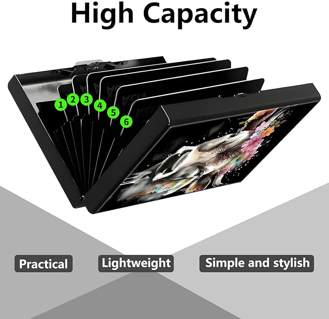 Credit Card Holder, Watercolor Cow Design Mini RFID Blocking Aluminum Wallet Slim Metal Hard Case Shell Travel Wallet ID Case Small Credit Cards Case Business Cards for Women Men Girls