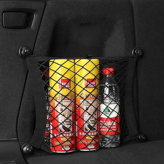 2 Layer Small Cargo Net,Cargo Storage Pocket Net, Mesh Elastic Pouch Organizer with Mounting Screws Hooks for Car,Rv, Trunk,Boats,SUV, Truck (2 Pack,11.8 x 9.8Inch(30 x25cm)