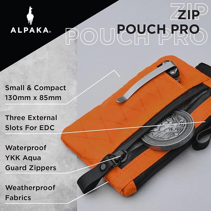 ALPAKA Zip Pouch Pro - Minimalist Zipper Wallet - with RFID Blocking ID Card Holder Wallet with Zipper for Men with Multi-tool Slot