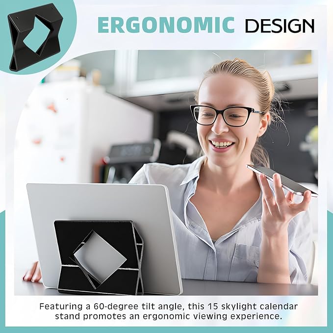 Desktop Stand for Skylight 15'' Calendar, 60º Easy Viewing Display Stand Mount with 4 Screws, Accessory for Skylight Digital Calendar