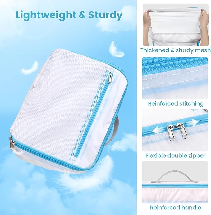 Cambond Mesh Packing Cubes for Travel Women - Lightweight Travel Bags Luggage Packing Organizer Travel Cubes for Suitcase with Handle
