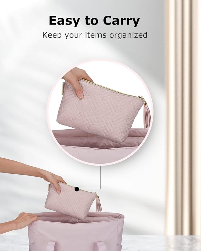 BAGSMART Small Cosmetic Bag, Elegant Roomy Makeup Bags,lipstick pouch,Zipper Pouch,Great Gifts for Women,Travel Waterproof Toiletry Bag Accessories Organizer Gifts