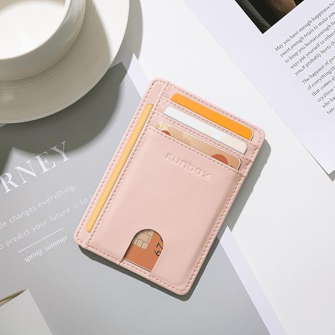 RUNBOX Slim ID Cases Minimalist Front Pocket RFID Blocking Leather Wallets for Men and Women Card Holder Wallets Gifts for men