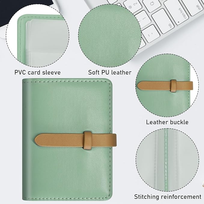 Credit Card Holder with 40 Suitable Slot, ID Card Case PU Leather Wallet for Women Men Business Organiser Pocket (Macaron Green)