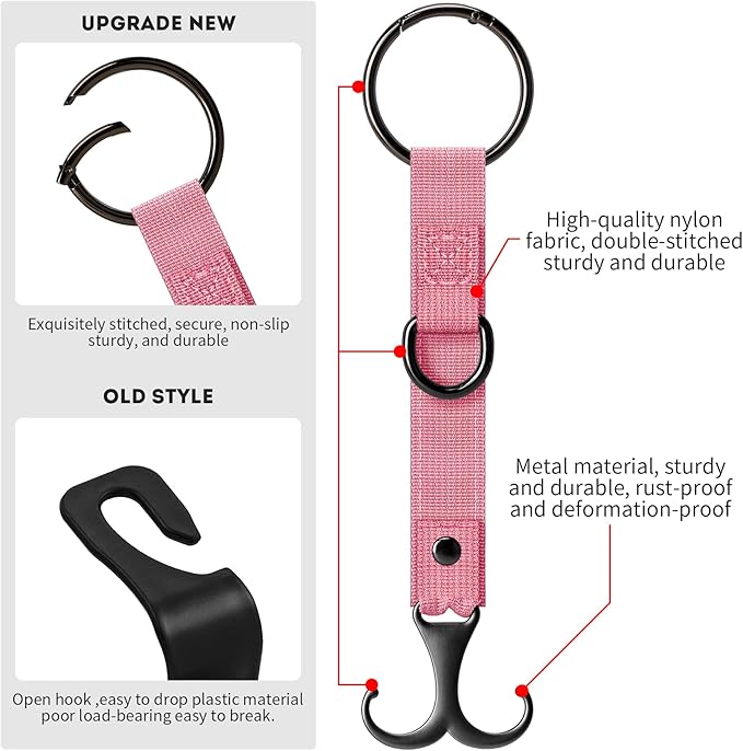 IronSeals 4 Pack Headrest Hooks for Car Seat, Heavy Duty Metal Utility Seat Hooks for Car Seat Organizer, Car Clips for Hanging Bag, Purse