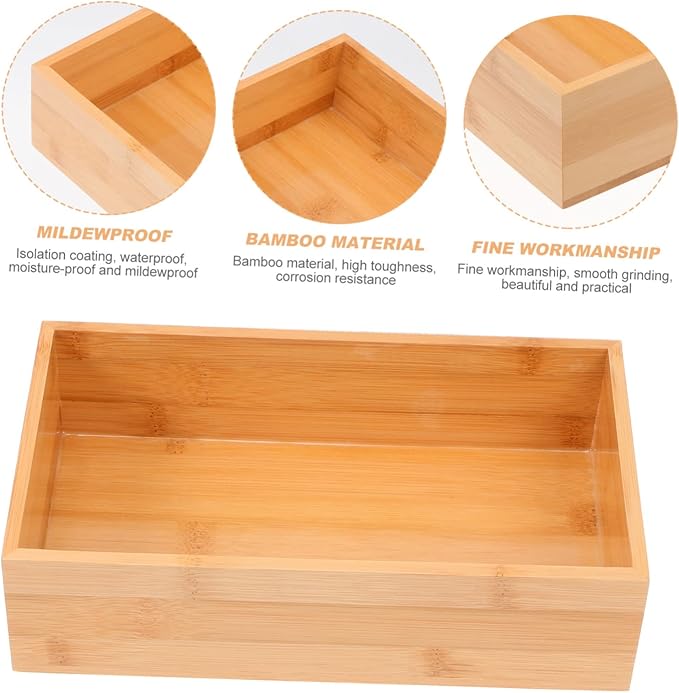 Luxshiny Refined and Wood Desktop Storage Box Compact Khaki Organizer for Home Office Space Saving Container with Multiple Combinations for Efficient Desktop Organization