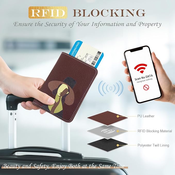 Lychii Slim Passport Holder RFID Blocking Travel Wallet - PU Leather Protector Case for Quick TSA Access, Secure Boarding Passes & ID Cards for Men Women International Travel