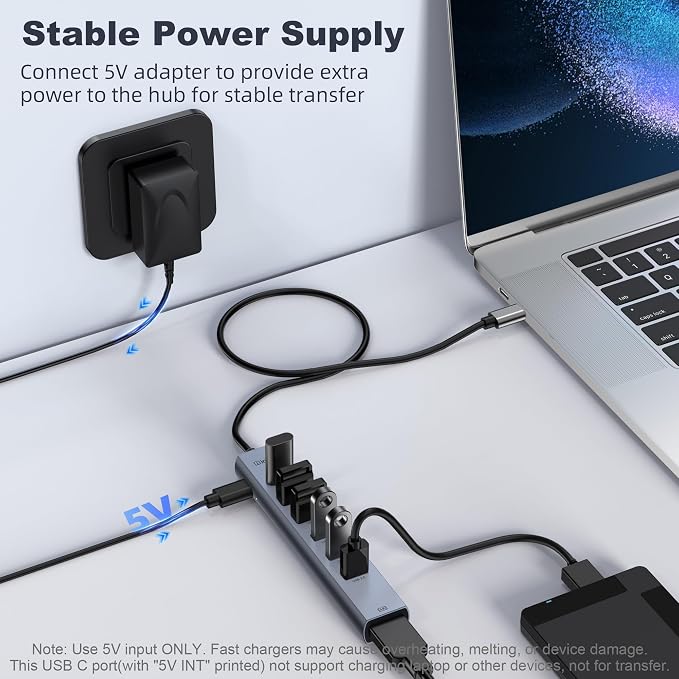 intpw USB C Hub, 8-in-1 Multiport Adapter with 4K@60Hz HDMI, 4 USB 3.0 5Gbps Ports, 2 USB-C Ports, Aluminum Type C Hub for MacBook Pro/Air, iPad, Laptop, PC