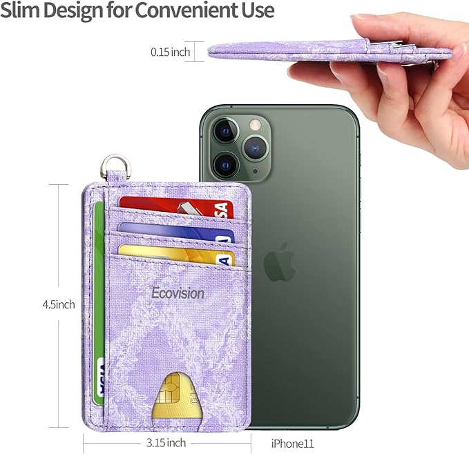 EcoVision Slim Minimalist Front Pocket Wallet, RFID Blocking Credit Card Holder Wallet with Detachable D-Shackle for Men Women