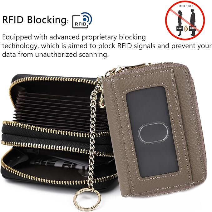 imeetu Rfid Credit Card Holder,Genuine Leather Businese Card Case,Rfid Blocking Wallet for Women & Men