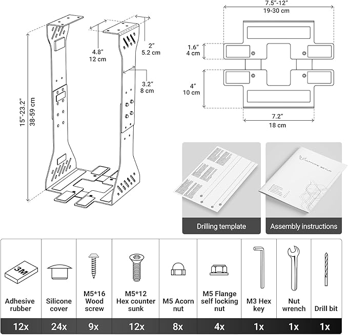 Heavy Duty Under Desk PC Holder – Up to 77 lbs Load Capacity - Adjustable Computer Tower Holder - Under Desk Computer Mount (White)