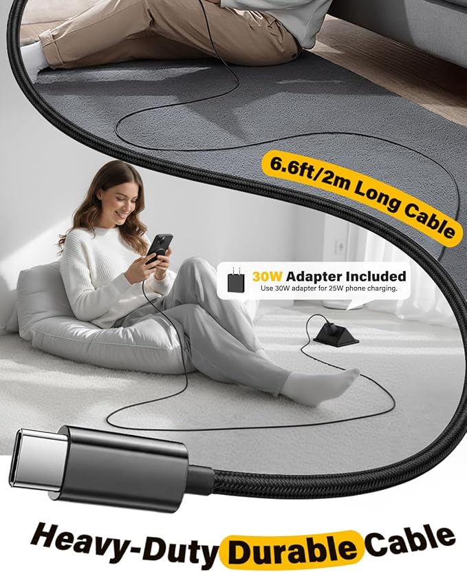 Magnetic Wireless iPhone Charger Fast Phone Charger with Kickstand, 6FT 25W Fast Phone Charging Pad Wireless Magnetic Charge for iPhone 17/17Air/16 Pro Max/16 Plus/15 Pro Max/AirPods3/2/Pro Black