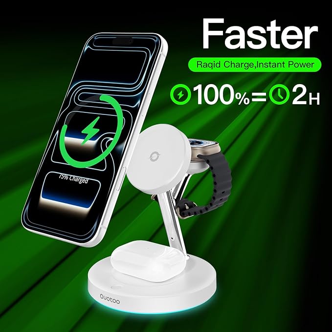 New 3 in 1 Charging Station for Apple Compatible with Magsafe Charger Stand for iPhone 17 16 15 14 13 12 Wireless Charging Station for AirPods Wireless Charger for iWatch Series