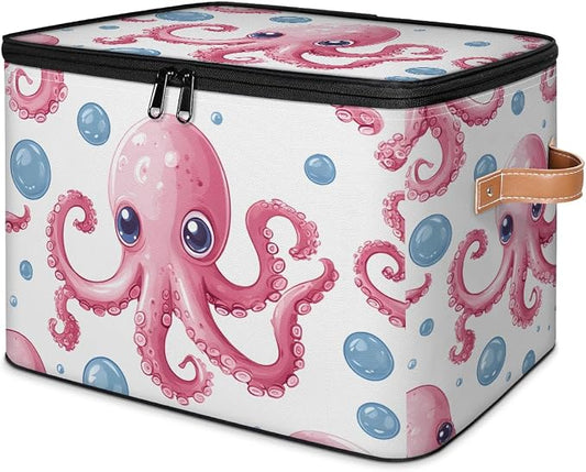 Octopus Storage Basket for Bedroom Kitchen Bathroom Storage Bins with Lids Collapsible Toy Cube Storage Organizer for Kid Teen Women Men