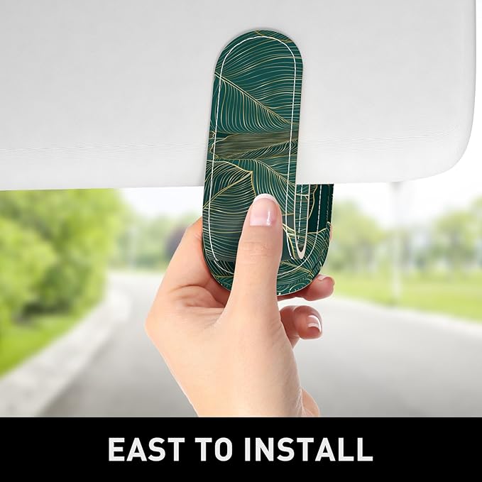 Sunglasses Holder for Car Visor, Magnetic Leather Car Sunglass Holder, Car Sun Visor Glasses Hanger Clip, Car Interior Accessories for Women Men, Fits All Size Eyeglasses
