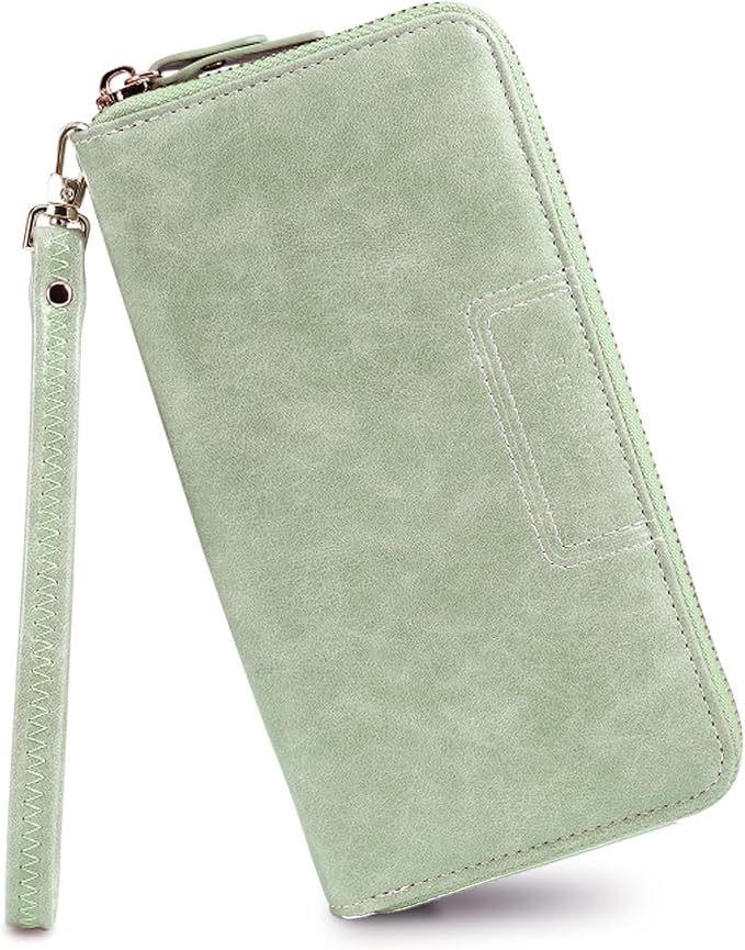 FT FUNTOR Wristlet Wallets for Women, Ladies PU Vegan Leather Clutch Wallet Zip around Phone Purse Card Holder Organizer
